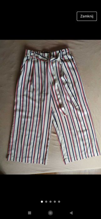 Spodnie w paski z prostą szeroką nogawką Zara