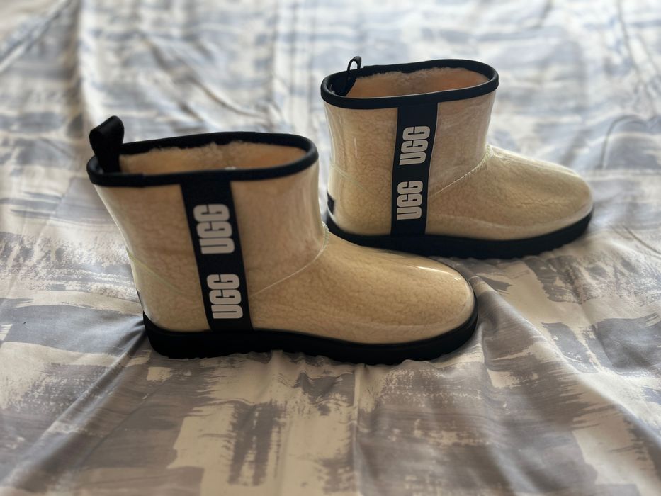 Buty UGG Classic Clear Mini Boot Natural Black Oryginalne Kalosze