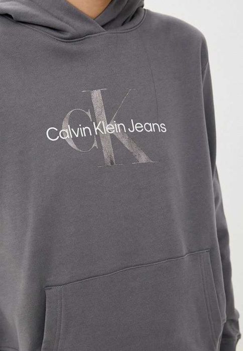 Calvin Klein Jeans Monogram - Bluza s 36 szara 36 s oversize