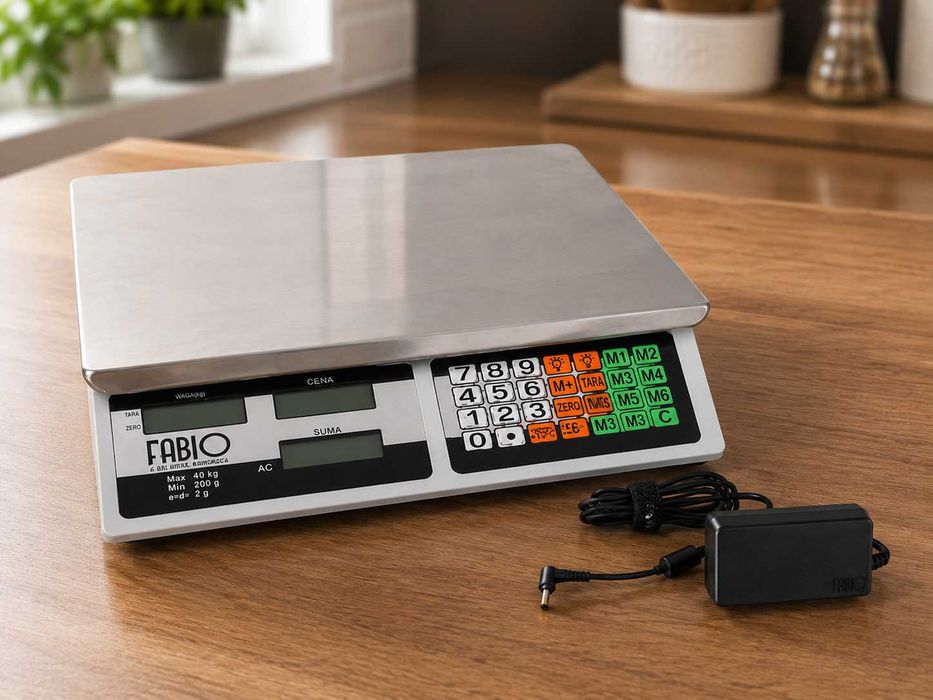 Elektroniczna Waga Sklepowa 40Kg /2g Waga z Akumulatorem Targowa Handlowa Waga Kuchenna Waga MagazynowaLCD Waga Handlowa na Bazar