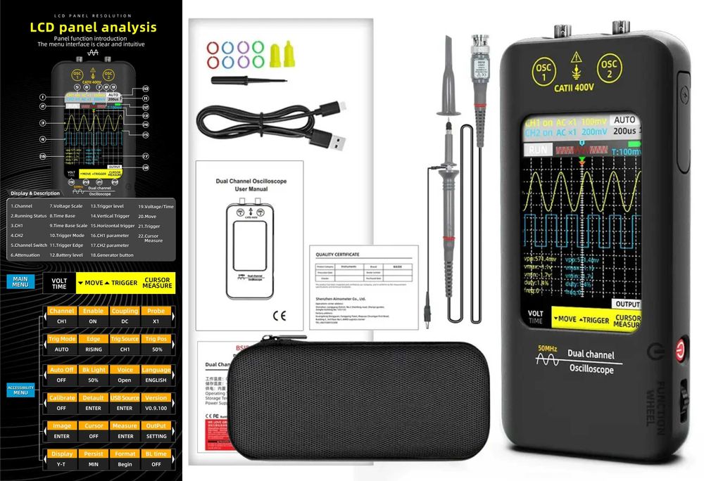 Fnirsi DS215H, DPOX180H, BSIDE O2 Pro осциллограф 2-канала, генератор