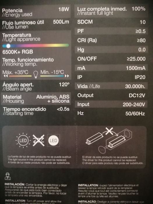 Candeeiro de Pé LED c/Comando e Sensor Som Rítmico (RGB) - Novo