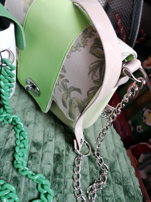 Torebka obag o bag pocket seledynowa mela komplet z klapka i paskiem