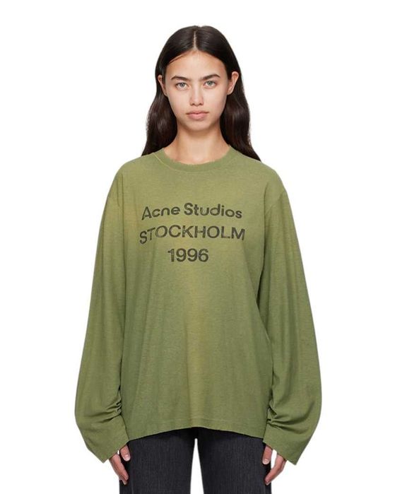 Лонгслів Acne Studios Stamp Logo Long Sleeve Deep Blue \ Olive Green \ Chocolate Brown \ Candy Pink \ Dusty White \ Faded Black