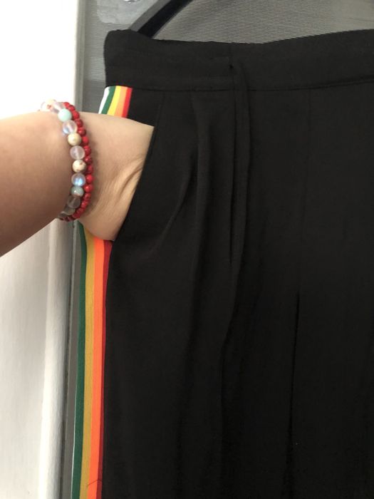 Tally Weijl czarne szerokie spodnie z lampasami 34 XS