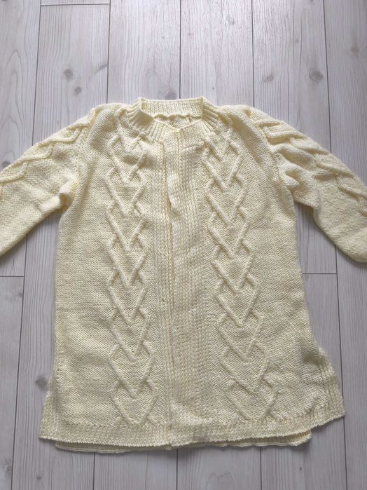Kardigan sweter damski hand made ecru rozmiar XXL