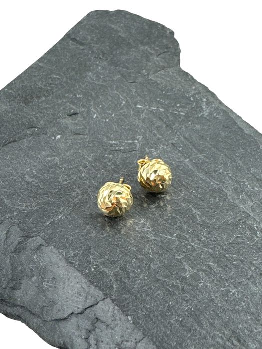 Złote Kolczyki Diamentowane Kuleczki Sztyft 585 W:1,47g