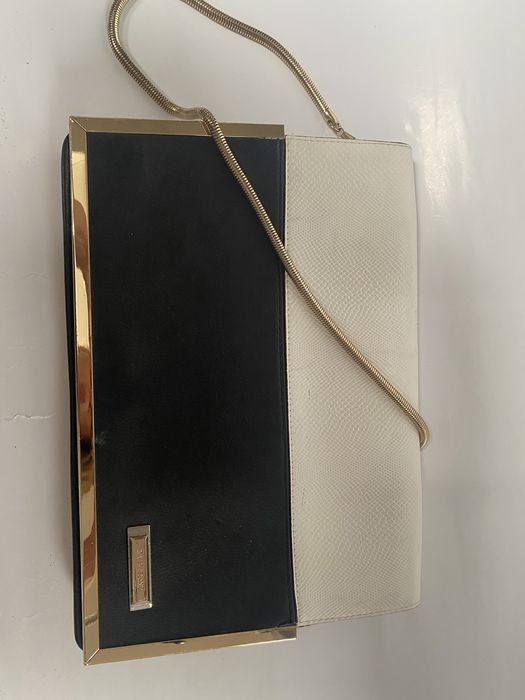 River Isand torebka kopertówka czarna, biała  Eko skora