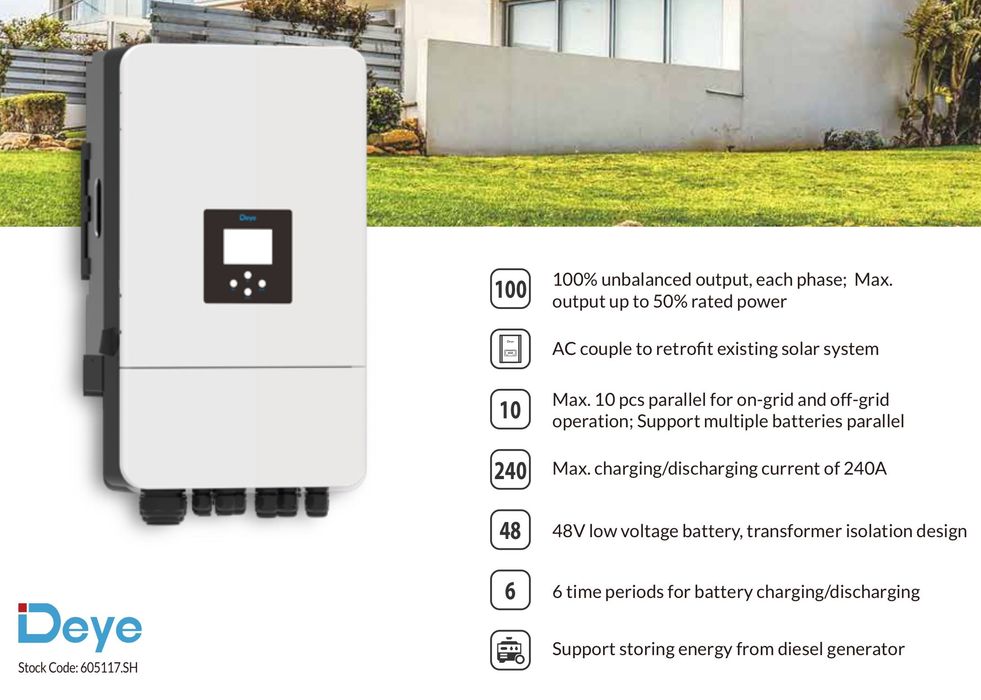 DEYE Falownik hybrydowy 8kW SG05LP3 3-fazowy niskonapięciowy