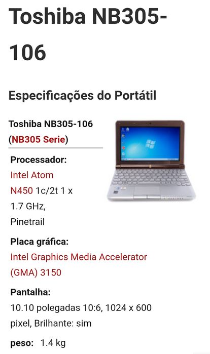 Notebook TOSHIBA