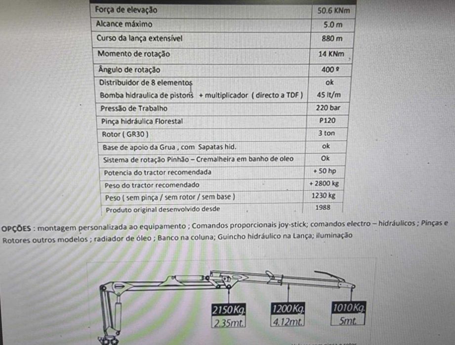 Reboque florestal 8000 kg com grua florestal 5 mt , NOVO