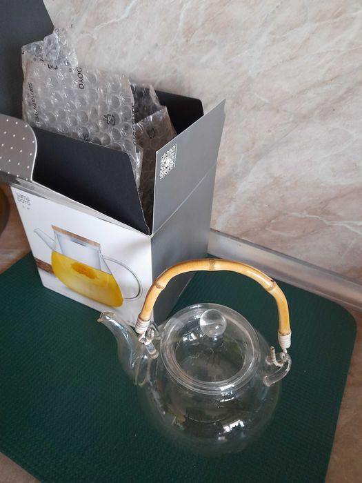 Чайник SAMA DOYO S-095 стекло с бамбуковой ручкой 900мл