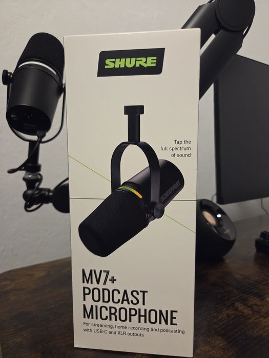 Shure MV7+  mikrofon, stan idealny + ramie, gwarancja