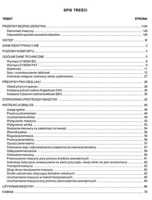 Case 1850K spycharka gąsienicowa instrukcja DTR dla operatora UDT PL