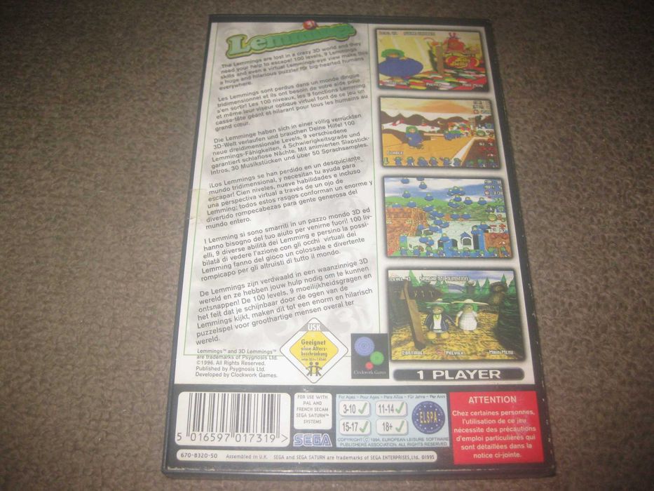 Jogo "Lemmings 3D" para Sega Saturn/Completo!
