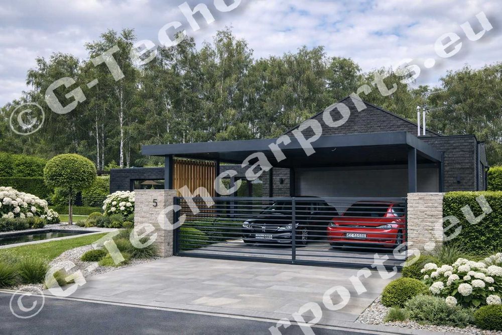 Carport stalowy 2 auta PREMIUM Podhale, wysoka nośność, Snieg strefa 5