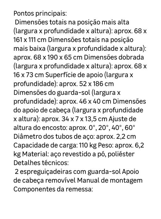 Ainda em caixa - novas e nunca usadas - Duas Espreguiçadeiras de jardim dobraveis