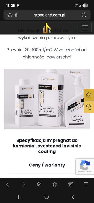 Impregnat do kamienia/forniru kamiennego