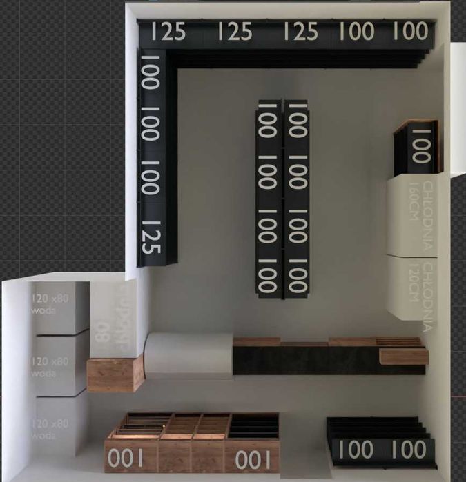 Lada sprzedażowa ekspozycyjna impulsowa meble do sklepu regał