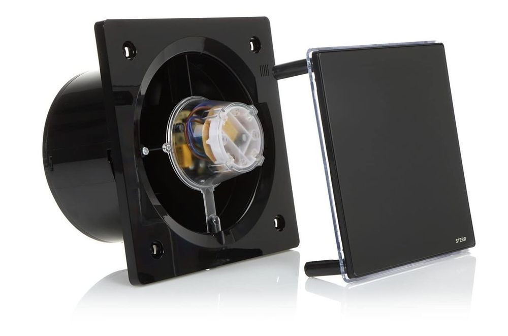 Wentylator łazienkowy STERR 150mm LED timer nowoczesny design czarny