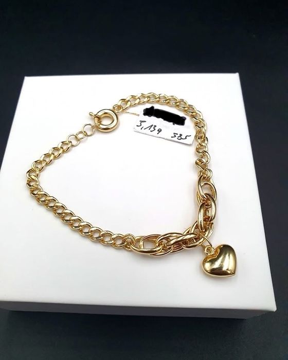 Ładna Złota Bransoletka Serduszko