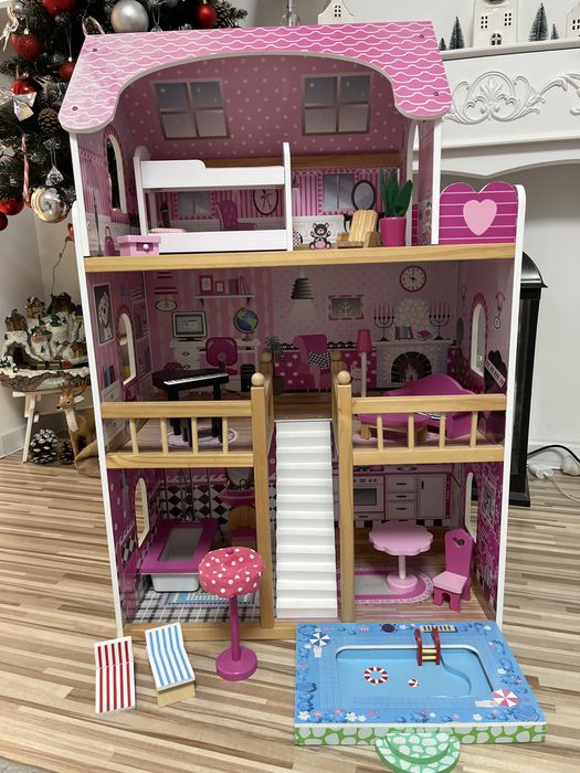 Domek drewniany dla lalek Basia 90 cm plus basen