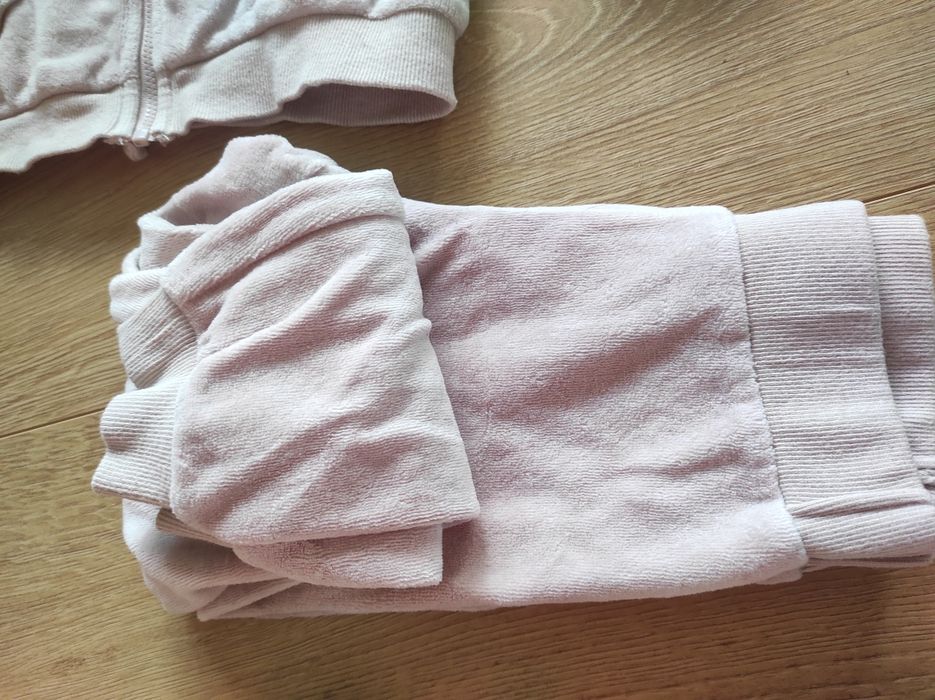 Dres h&m 98 miły w dotyku pudrowy róż z kapturem