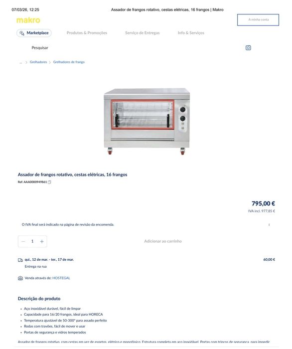 Assador de frangos rotativo