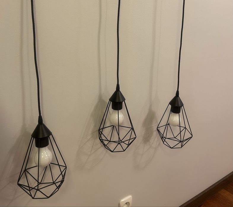 Lampa wisząca czarna potrójna