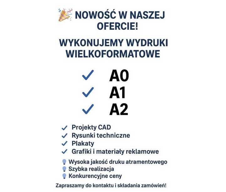 Wydruk Wielkoformatowy - Miechów A0 A1 A2, Plakaty, Projekty , CAD