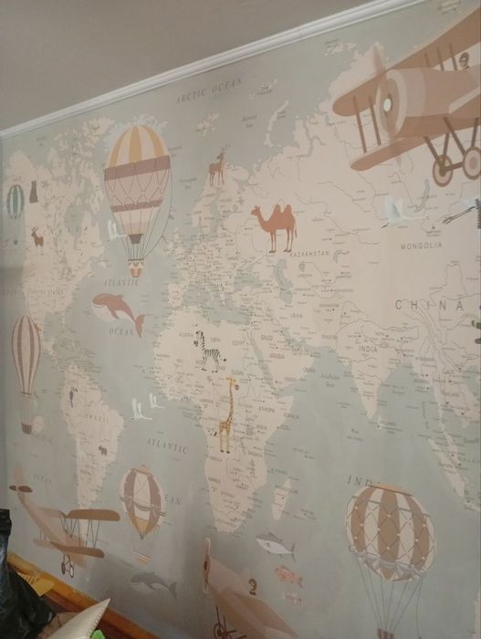 Поклейка обоев, фотообои