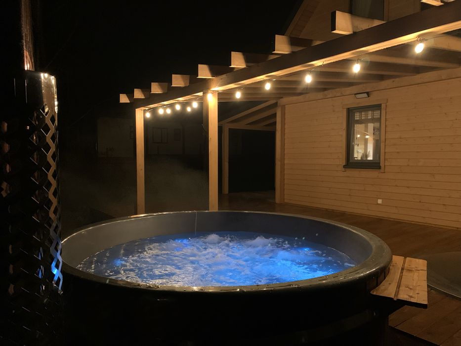 Domek na Mazurach, Kownatki, balia, kominek