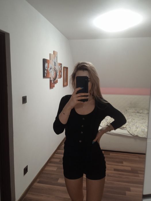 Bluzka elegancka czarna guziki viskoza oversize sweterek s M L xl