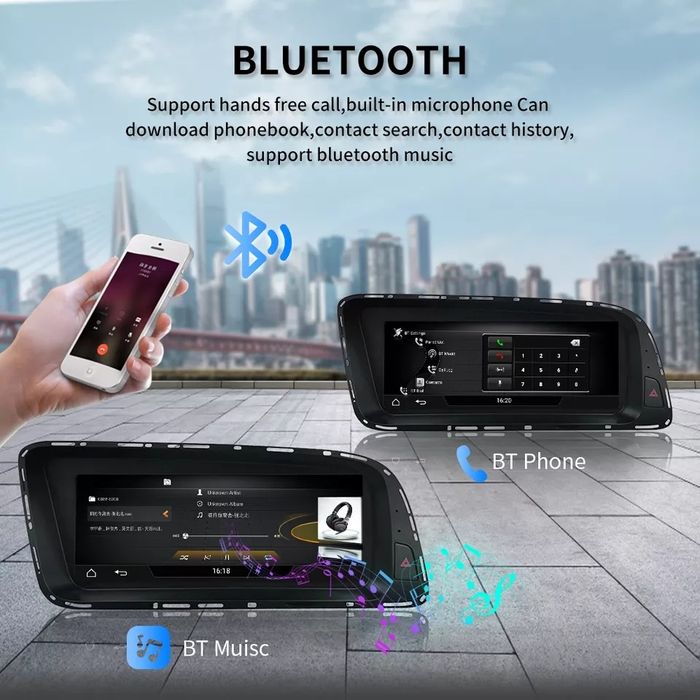 Ecrã 8.8" Android 10 e Apple CarPlay Octa-Core 4GB RAM Audi A4 A5 Q5