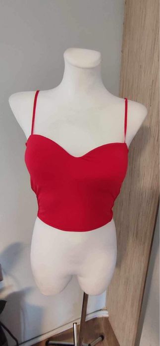 Top damski czerwony usztywniane miseczki  S/M