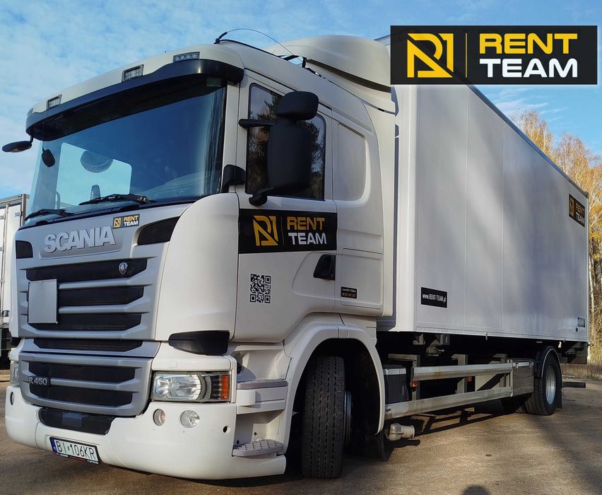 Wynajem auta ciężarowego Scania R450. Wypożyczalnia Rent-Team