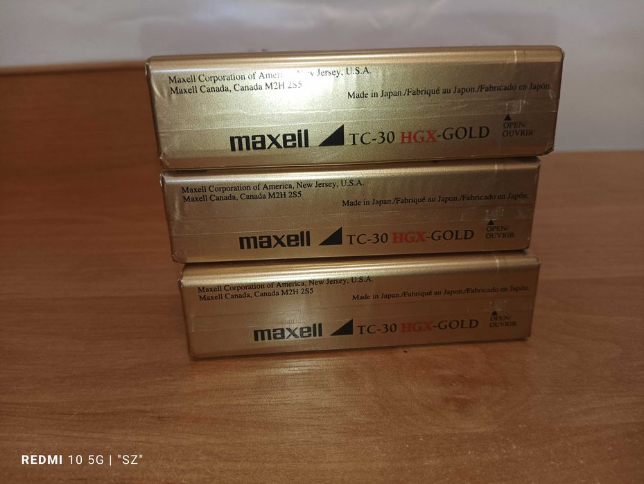 Maxell - HGH-GOLD - TC-30 - kasety VHS C - 3 sztuki - USA - NOWE !