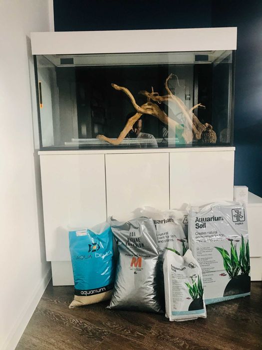 Akwarium 200 litrów + szafka i pokrywa alu biały lakier + osprzęt