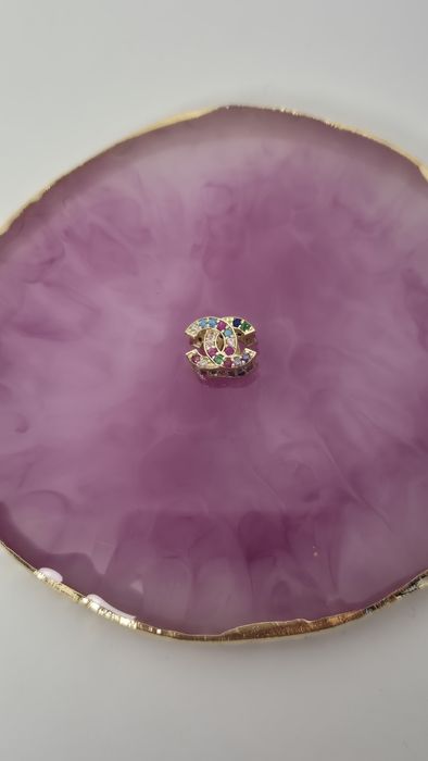 Nowy złoty charms do bransoletki typu Pandora, typu Chanel,kolorowy