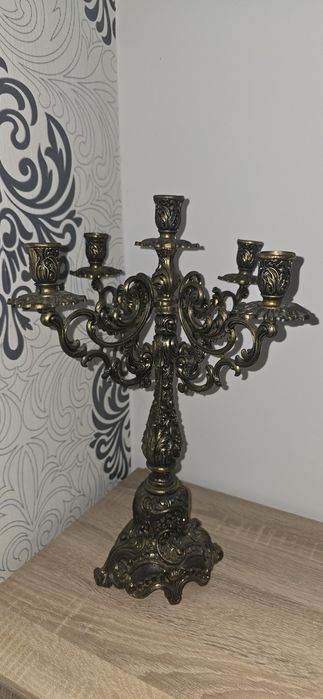 Mosiężny 5-ramienny świecznik