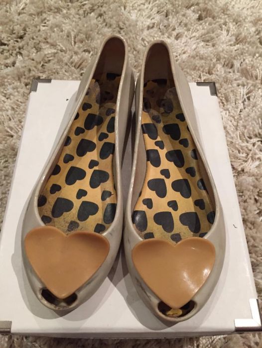 Balerinki meliski kremowe gumowe z serduszkiem