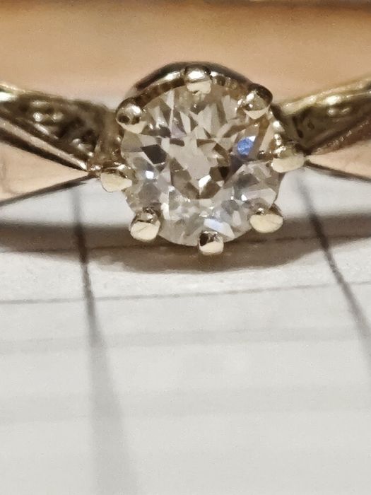 Антикварна каблучка, з діамантом, 585 проба.