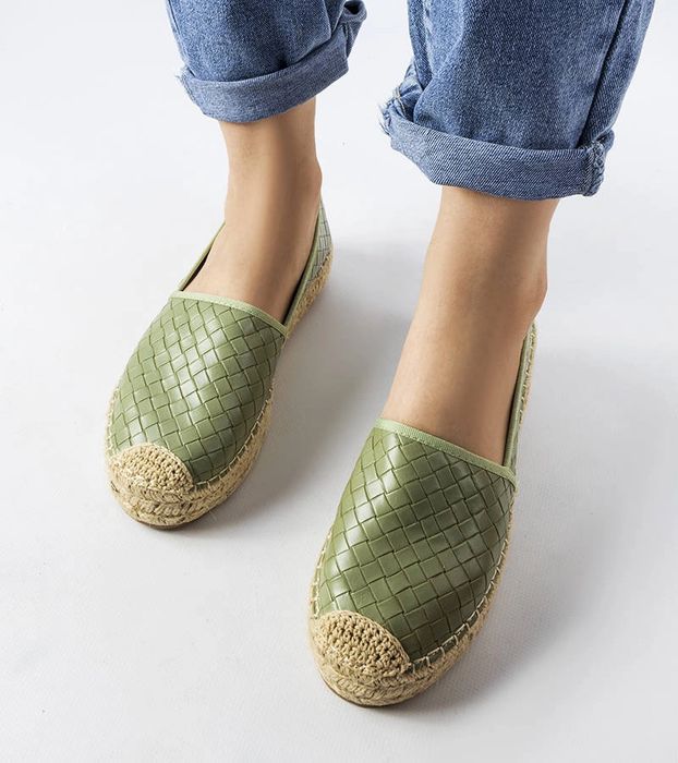 Zielone espadryle zdobione tłoczeniem Geoffrey