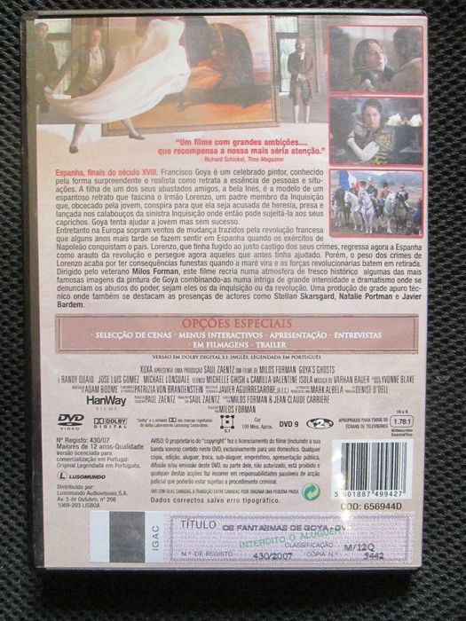Os Fantasmas de Goya, Milos Forman, Javier Bardem, Natalie Portman