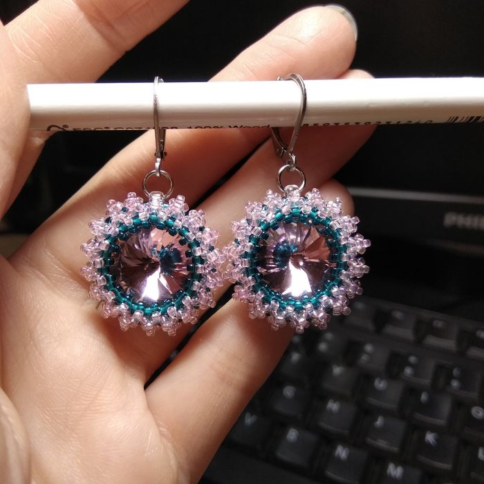 Kolczyki handmade, kolczyki różowe, kolczyki z koralików