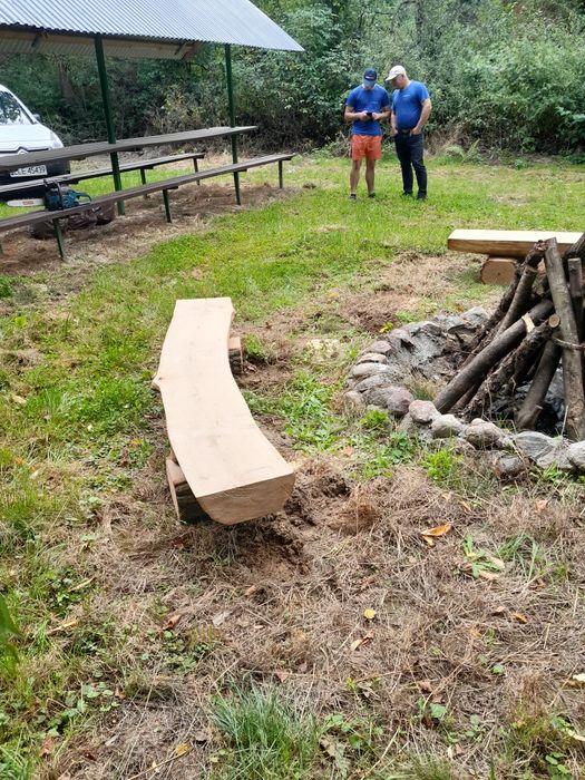 Ławki ogniskowe ogrodowe dębowe