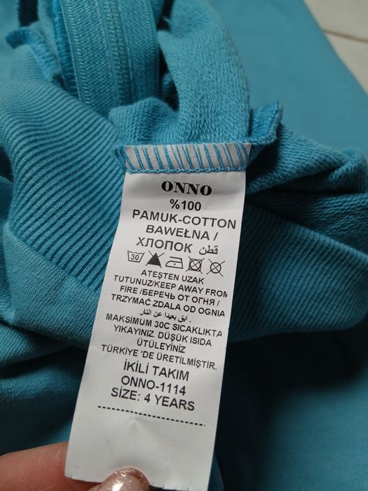 Dres dziewczęcy turkus bluza spodnie onno baby r.104