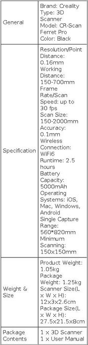 Scanner 3D Creality Ferret pro