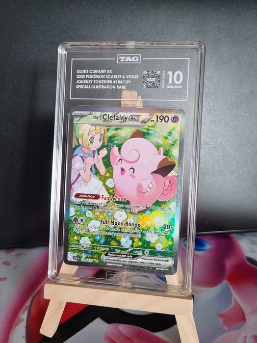 Oryginalna Karta Pokemon Lillies Clefairy EX 184 w Ocenie TAG 10 , Kolekcjonerska