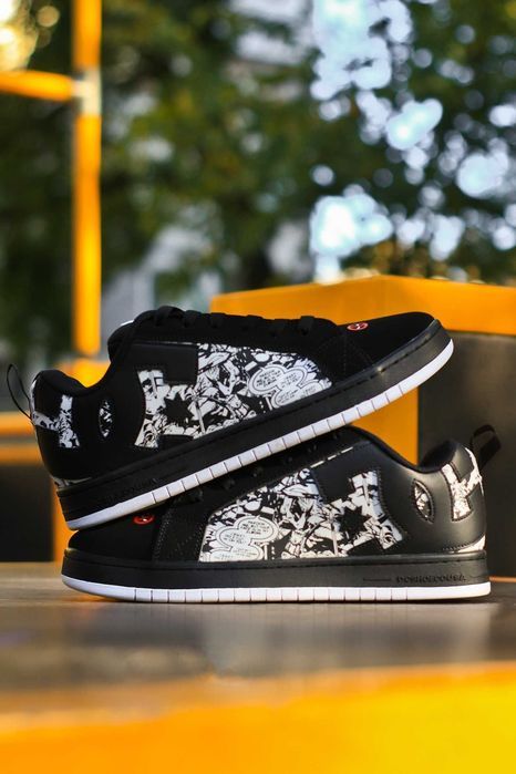 Кожаные кроссовки DC Shoes Court Graffik чорні кросівки дс корт графік